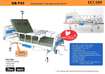 Giường Bệnh Nhân 2 Tay Quay Có Bô Lucass GB-T43