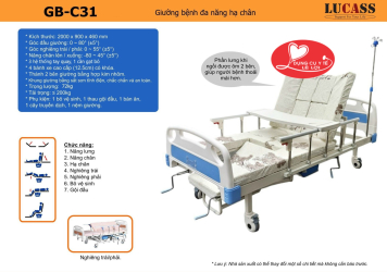 Giường Bệnh Nhân 3 Tay Quay Lucass GB-C31