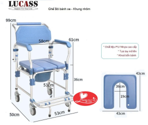 Ghế Bô Bánh Xe Khung Nhôm Lucass GX-200