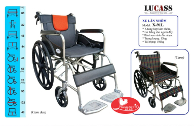 Xe Lăn Nhôm Có Thắng Bánh Mâm Lucass X-91L