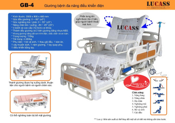 Giường Bệnh Cao Cấp Đa Năng Điều Khiển Điện LUCASS GB-4 (GB-4E)