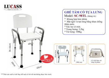 Ghế Tắm Khung Nhôm Có Tựa Lưng Lucass SC-98TL